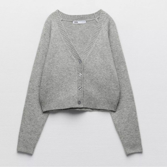 Zara Light Gray Button-Up Cardigan - Picture 1 of 3